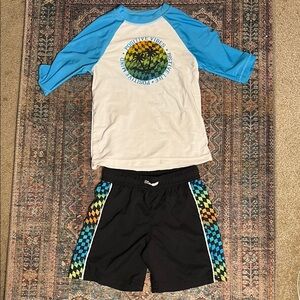 Wonder Nation Blue and Black Kids Swim Trunks